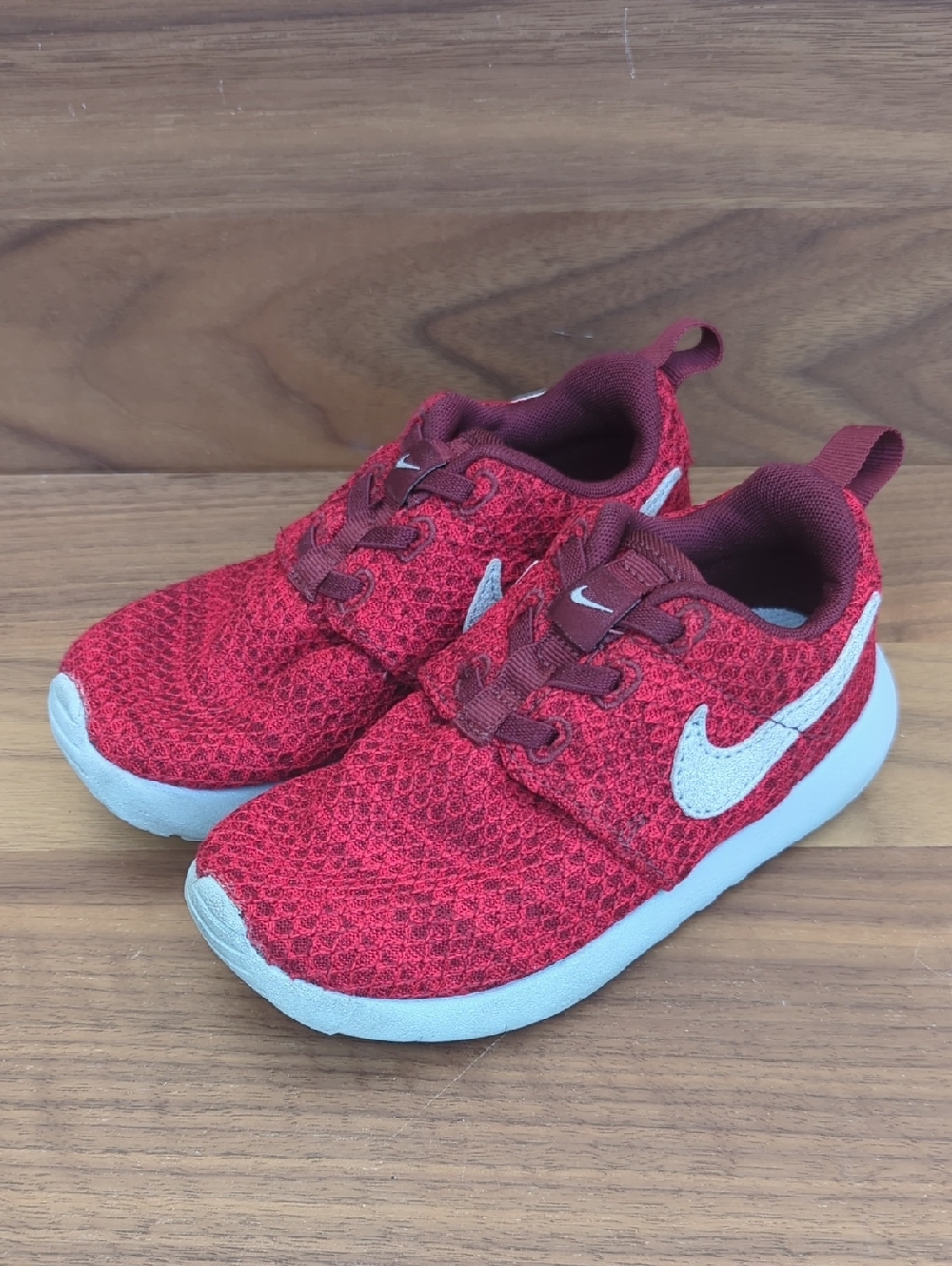 Nike Roshe One TDV Kids Dark Team Red Mesh Sneakers